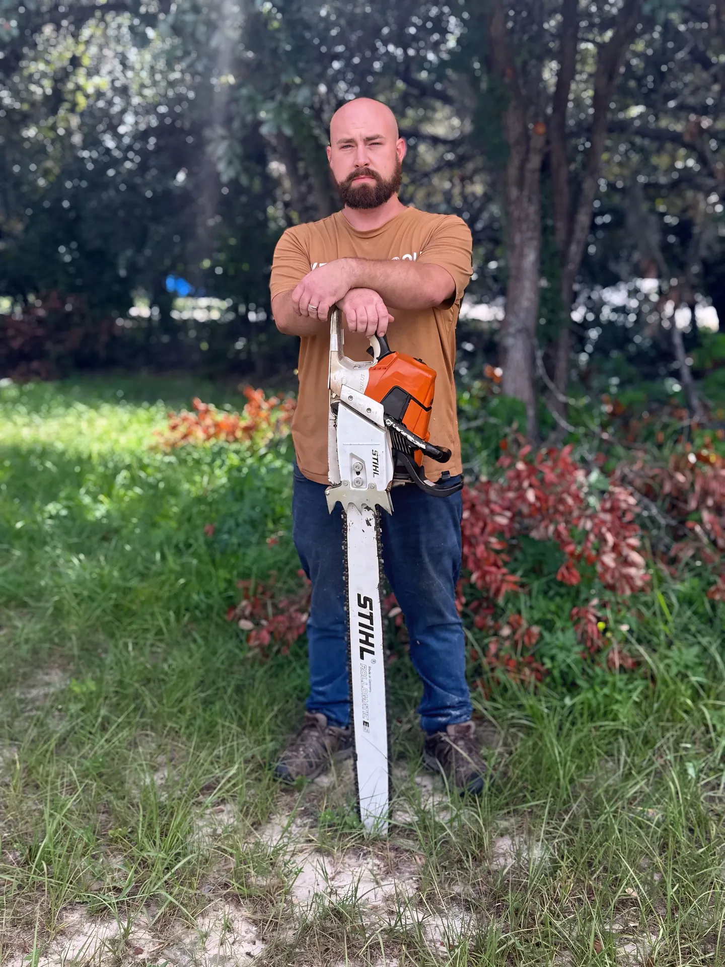 Lunn Woodland arborist with STIHL chainsaw